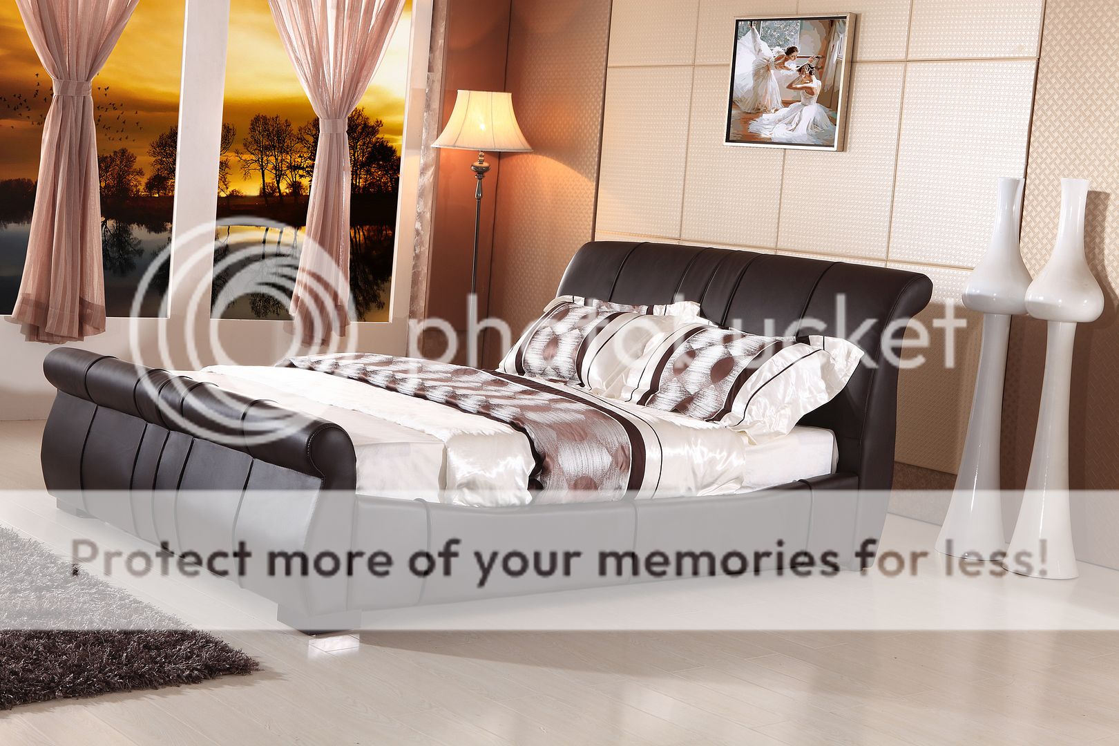 Beds Hazlo Designer Faux Leather Sleigh Bed Base (Double, Queen and